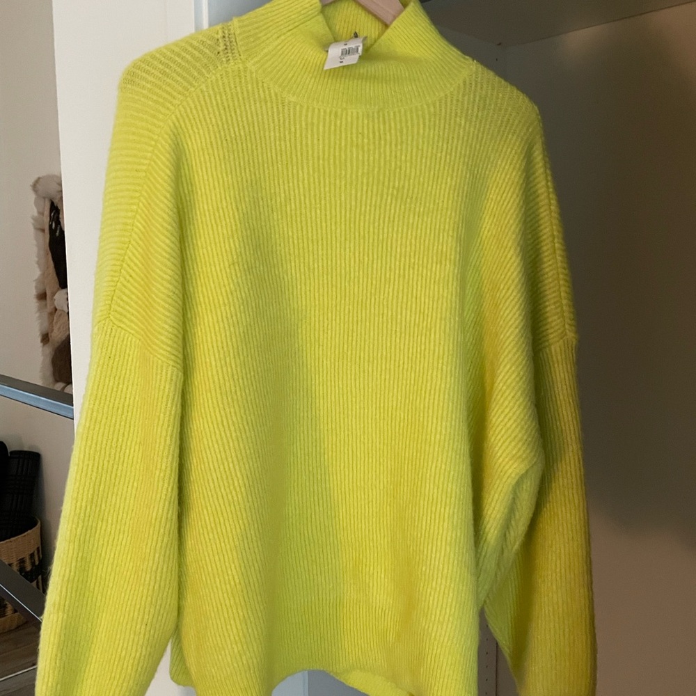 NWT Top Shop Bright Yellow Cowl Neck Sweater - Picture 2 of 3